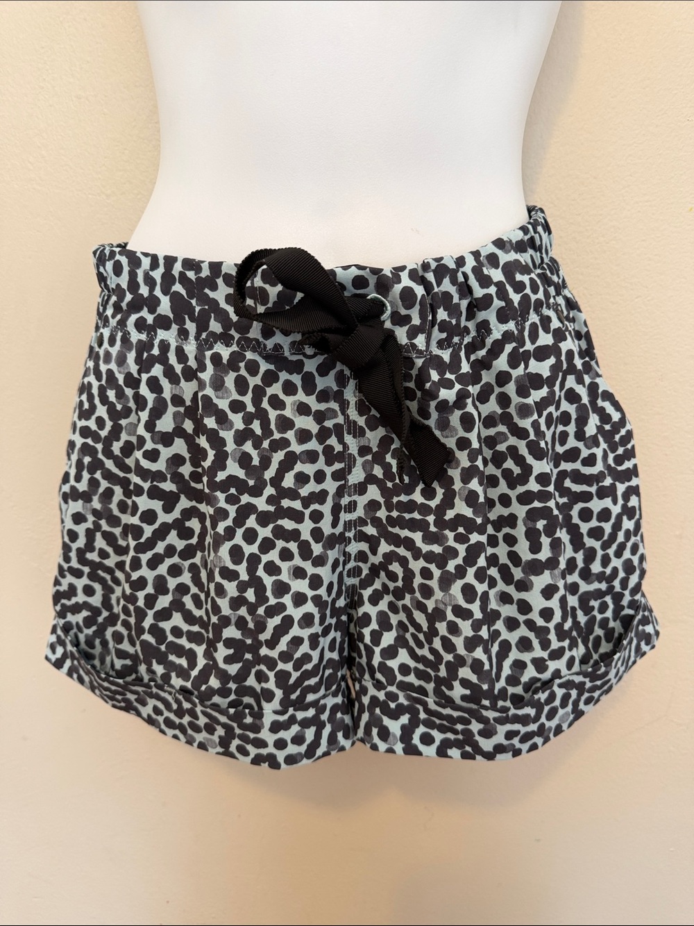 lululemon athletica Black Spot Print Athletic Shorts on Pale Gray